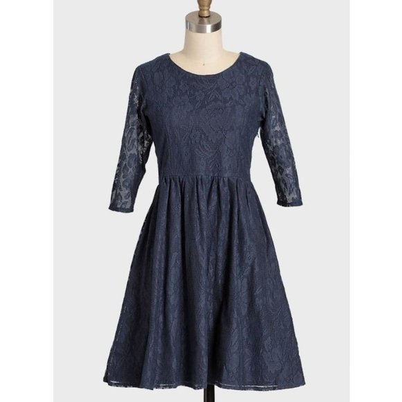 Mata Traders Blue Lace Dress Size S - Picture 1 of 7